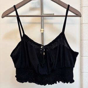 Topshop Black Crop Top Size 14 Y2K Cottagecore Coquette Festival Rodeo Summer
